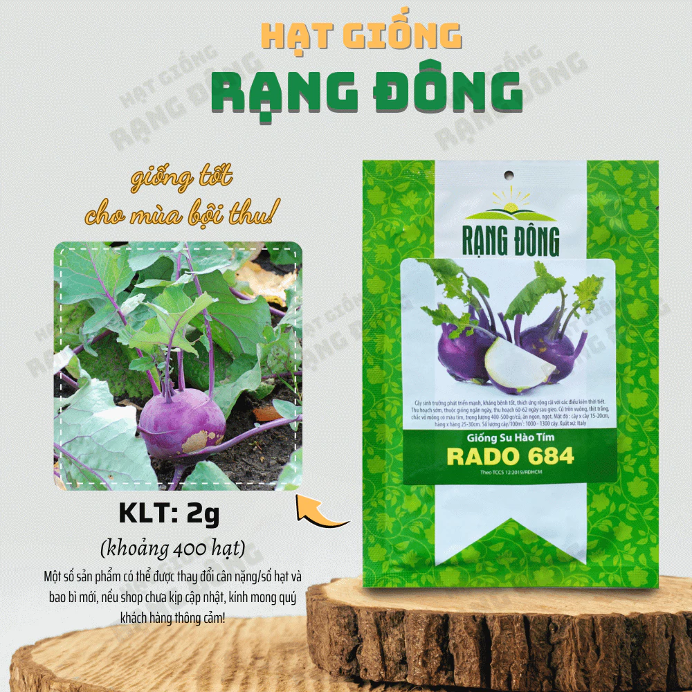 Hạt giống Su Hào Tím Rado 684 (2g~400 hạt) trồng quanh năm, dẽ chăm sóc, năng suất cao - Hạt giống Rạng Đông