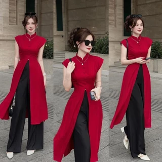 Set áo cổ tàu phối quần suống sang chảnh-HOLLY dress