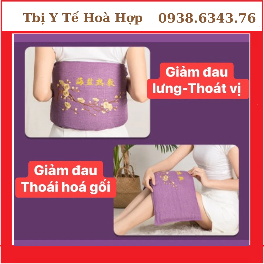 Thảm chườm nóng muối biển nóng bằng điện, muối thô, túi muối thảo dược kích thước 65x28cm