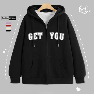 Áo Hoodie Zip, Áo Khoác Nam Nữ Unisex By PEABOO Mã GET YOU Chất Nỉ Bông Form Rộng Mũ 2 Lớp