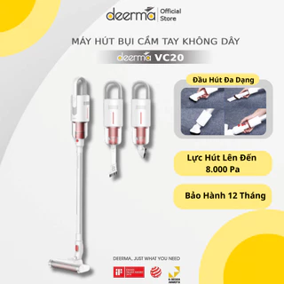 Máy hút bụi cầm tay Deerma VC20plus không dây pin 2200mAh lực hút 8000Pa khỏe, hút sàn, nệm, đệm, ô tô cực tốt