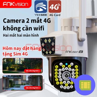 Camera Fnkvision 2 mắt 4G Yoosee 8.0MP ngoài trời chống nước xem đêm có màu quan sát 360 độ