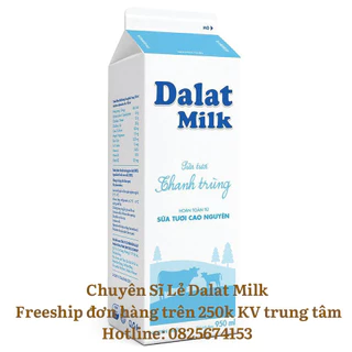 Sữa Thanh Trùng Dalatmilk Không Đường 950ml Hàng Mới Mỗi Ngày