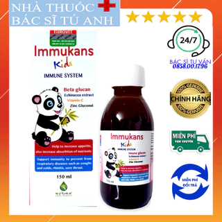 Siro Immukans Kids Cho Bé Giúp Tăng Đề Kháng, Giảm Ốm Vặt, Tăng Cường Tiêu Hóa Eurovit Pharma Chai 150ml