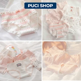 Combo 3 Quần lót nữ Cotton Cao Cấp viền ren siêu mềm mại, đính nơ cute dễ thương