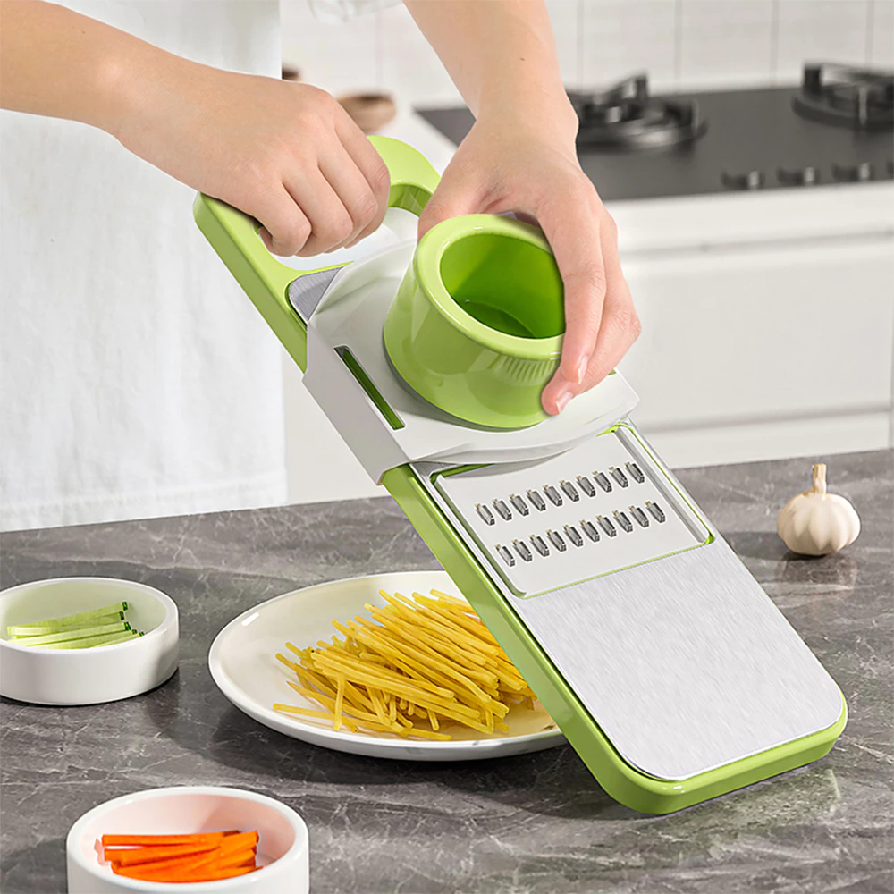 Nạo Rau Củ, Bộ Nạo Rau Củ Quả Đa Năng Tích Hợp 5 Lưỡi Nạo Kèm Bảo Vệ Tay Cầm