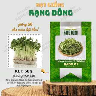 Hạt giống Rau Mầm Củ Cải Trắng Rado 01 (50g~3000 hạt) nảy mầm đồng đều, nhanh thu hoạch - Hạt giống Rạng Đông