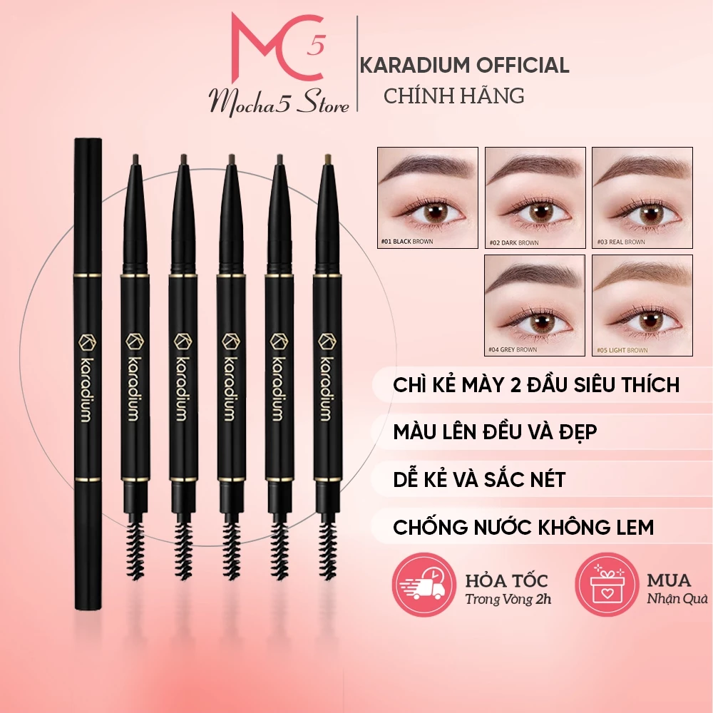 Chì Kẻ Mày KARADIUM FLA EYEBROW PENCIL chống nước lâu trôi dạng vặn tiện lợi dùng cực thích