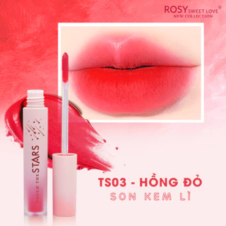 Son kem lì Rosy Touch the Stars, chất tint bóng, lâu trôi, hàng chính hãng [màu HỒNG ĐỎ]