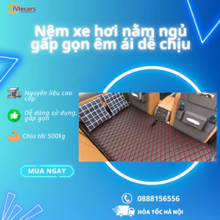 Nệm xe hơi nằm ngủ gấp gọn bằng da cao cấp, đệm ô tô ghế sau cho xe 4 5 7 chỗ và bán tải dài 1m2 không cần bơm