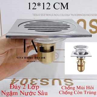 ( 12*12 CM - 10*10 - 15*15 ) Phễu Thoát Sàn , Thu Sàn , Ga Thoát Nước Nhà Tắm INOX304 Đúc Nguyên Khối V001-12