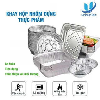 Set 50 chiếc hộp nhôm đựng thực phẩm kèm nắp nhựa đủ kích thước