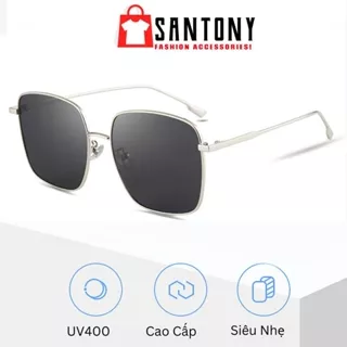 Kính Mát Gọng Kim Loại Nam Nữ SANTONY Mắt Vuông Tráng Gương Chống Tia UV400