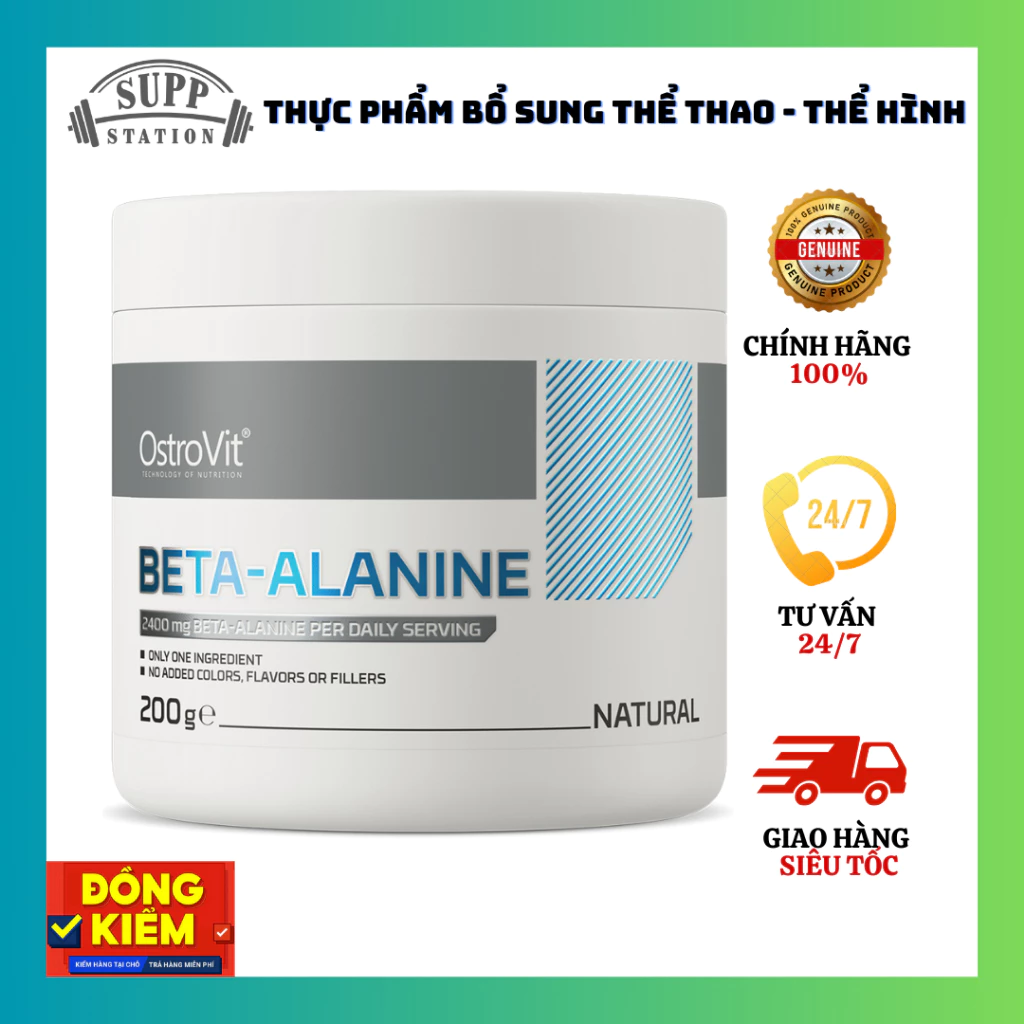 OSTROVIT BETA ALANINE (200g) - 250 lần dùng - Hỗ Trợ Tăng Sức Mạnh, Sức Bền Cho Cơ Bắp trong tập luyện