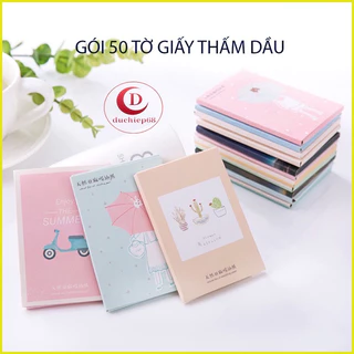 Giấy thấm dầu nhờn trên mặt . 1 tệp 50 tờ