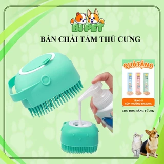 Bàn chải tắm cho chó mèo silicon có khay đựng sữa tắm massage tạo bọt nhanh tiết kiệm nước - BI PET