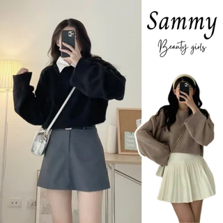 Áo len croptop trơn dài tay 7 màu chất len mềm mịn- Sammy House - Aolencroptoptron786_P13k16