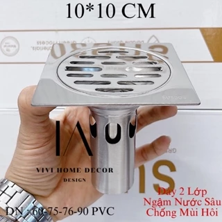 ( 10*10 - 12*12 - 15*15 CM ) Ga Thoát Sàn , Phễu Thoát Nước Nhà Tắm INOX SUS304 Đúc 3mm V021-10