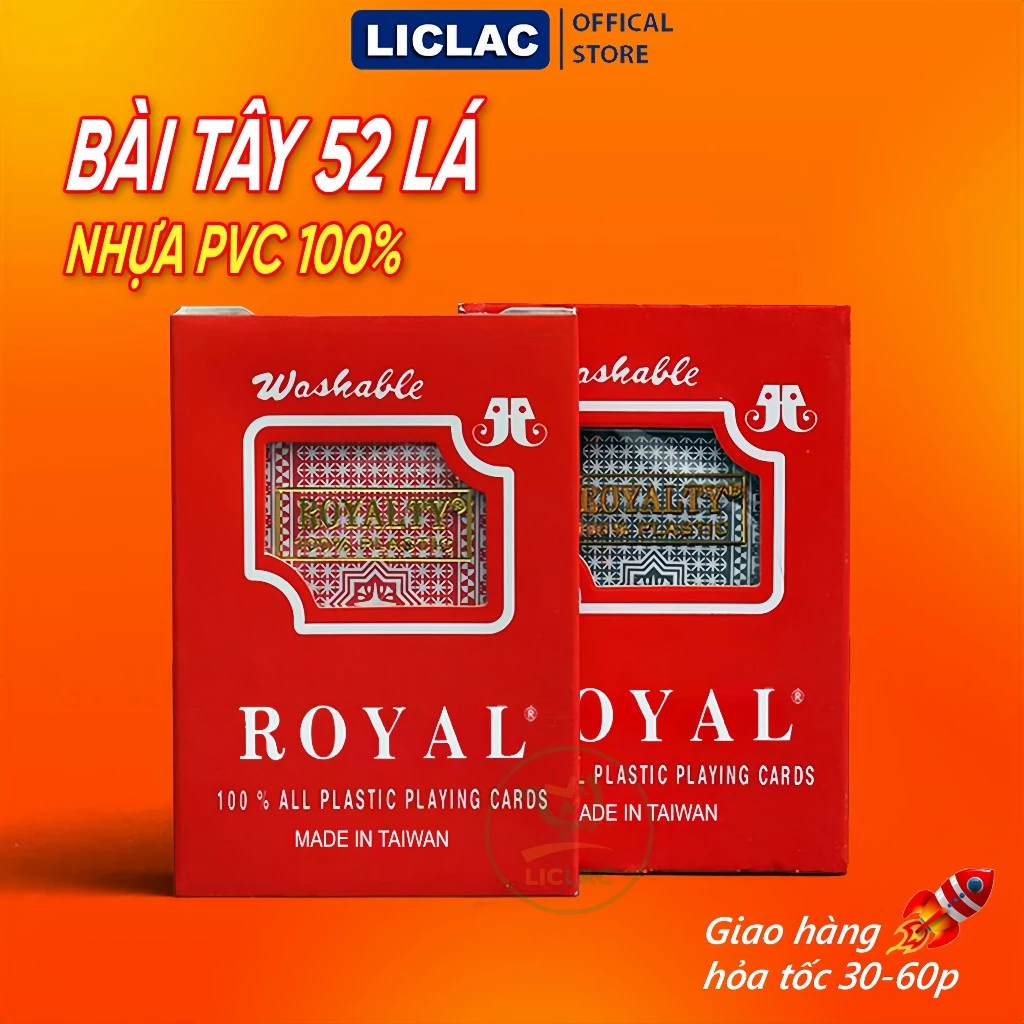 Bộ bài tây Đài Loan ROYAL làm từ 100% Nhựa PVC có thể uốn cong mà không gãy, Bài tây Cao Cấp made in Taiwan 100% Plastic