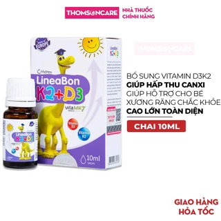 Lineabon d3k2 10ml giúp bé cao lớn, ngủ ngon, giảm còi xương, canxi cho trẻ lineabon k2+d3 chính hãng