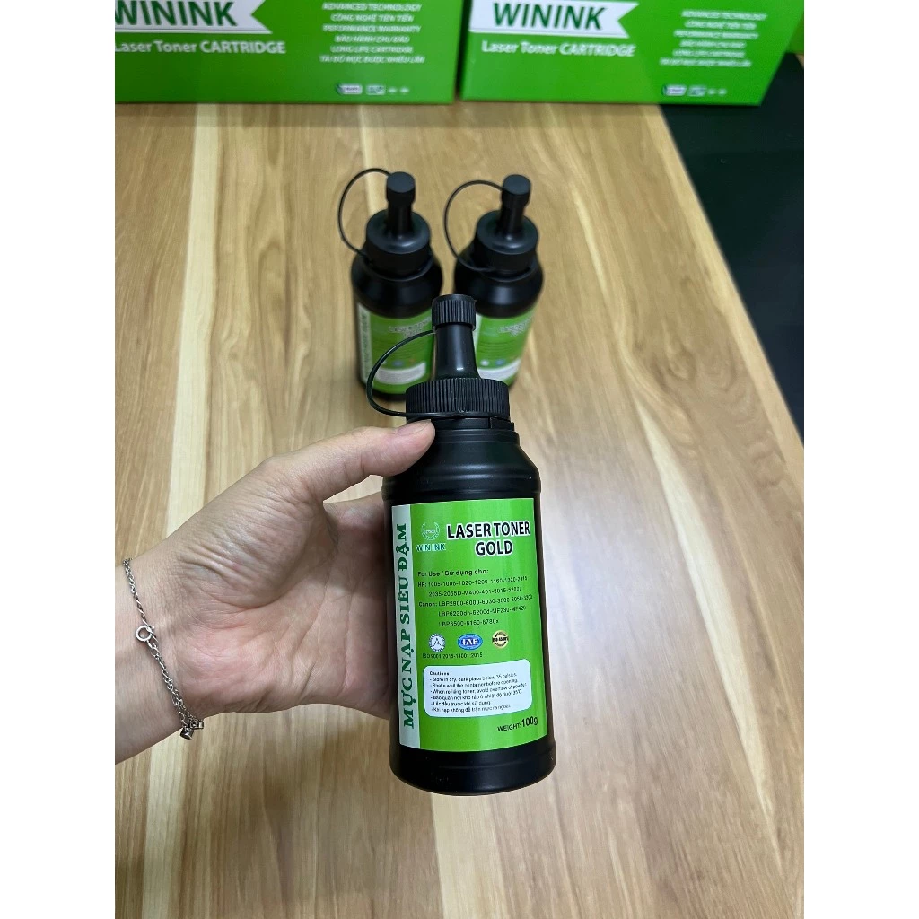 Lọ mực đổ máy in Ca.non LBP2900/6030/6030w/6000/ 6230dn/6230dw/ 6200d/241d/3300-H.P 1102/1005-Chai đen mác xanh chất xịn