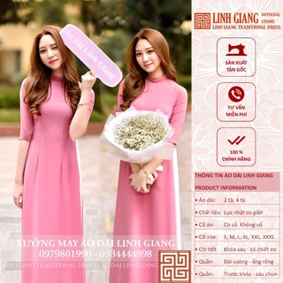 ÁO DÀI HỒNG ĐỖ LỤA NHẬT 2 TÀ,4 TÀ_LINH GIANG