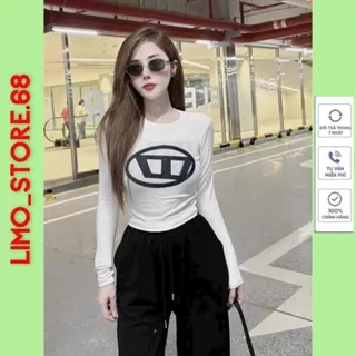 Áo Thun Tay Dài Nữ Bigsize In Logo LIMO Áo Nữ Dài Tay 45-85Kg Ôm Body Dễ Thương Rẻ Đẹp MS005 Áo Kiểu Cổ Tròn