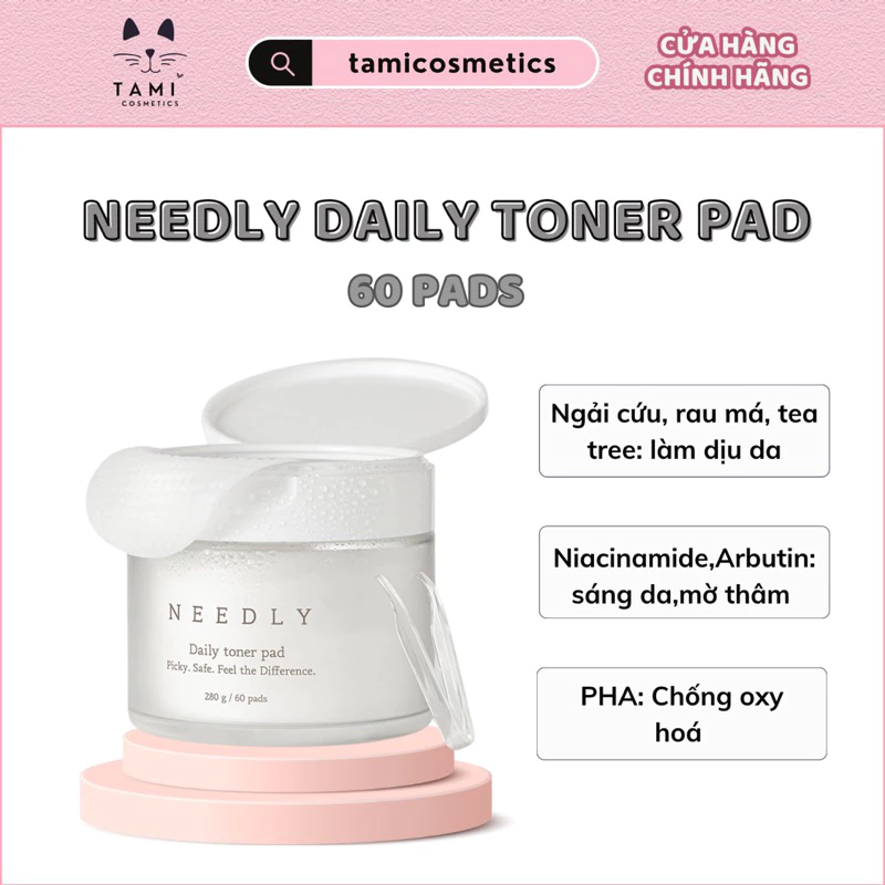 Toner Pad Tẩy Da Chết Làm Dịu Da Needly Daily Toner Pad 60 miếng