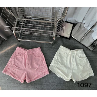 Quần Short Nữ Bigsize 55-85kg Lưng Cao Phối Rách Túi Lòi Túi Dài, Quần Short Bò Nữ Bigsize Ms1097