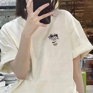 áo thun unisex trơn nam nữ STUSSY cotton form rộng oversize nhiều màu phong cách ulzzang A4