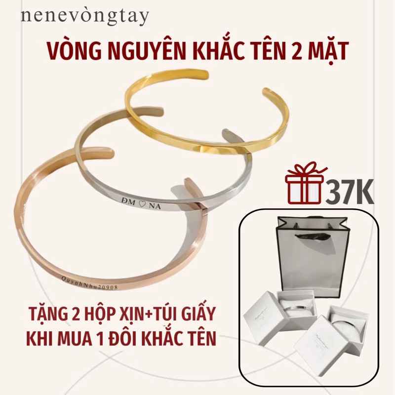 [CÓ SẴN] Vòng tay Nguyên inox Khắc tên 3 màu