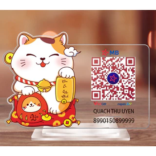 Bảng QR code để bàn hình mèo thần tài chất liệu mica