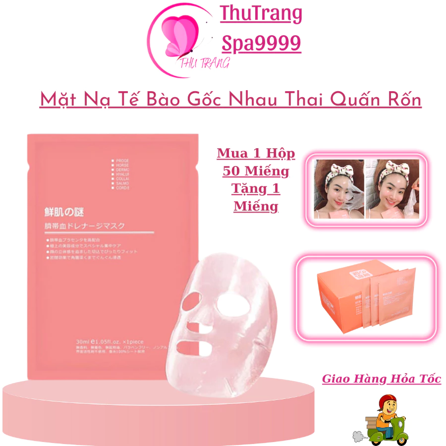 ( Giá Sỉ ) Hộp 50 Miếng Mặt Nạ Nhau Thai | Cuống Rốn Tế Bào Gốc Nhật Bản Mặt Nạ Đắp Trắng Da Phục Hồi Da.