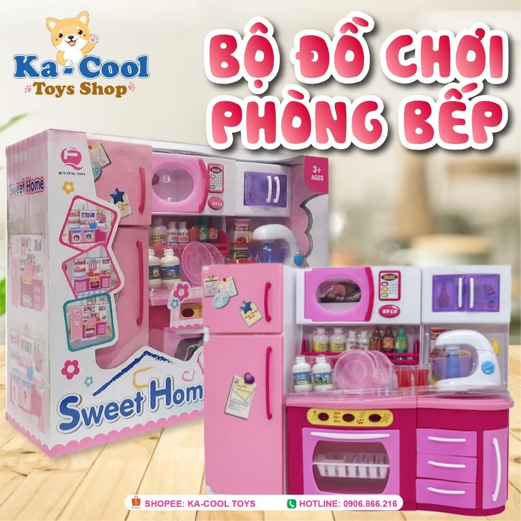 Bộ đồ chơi phòng bếp dùng pin hiệu ứng âm thanh, ánh sáng, nhiều phụ kiện cao cấp cho bé 2803S SWEET HOME