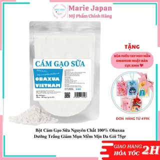 Bột Cám Gạo Sữa Nguyên Chất 100% Obaxua Dưỡng Trắng Giảm Mụn Mềm Mịn Da Gói 75gr