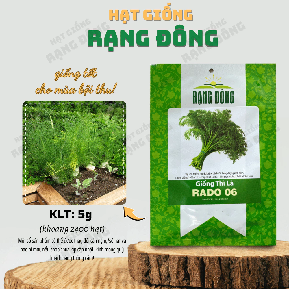 Hạt giống Thì Là Rado 06 (5g~2400 hạt) sinh trưởng mạnh, thu hoạch nhiều lần, trồng quanh năm - Hạt giống Rạng Đông