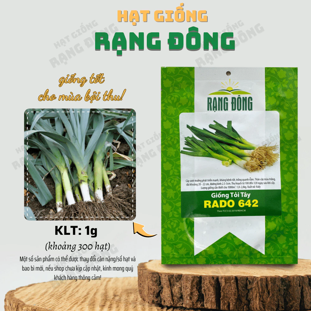 Hạt giống Tỏi Tây Rado 642 (1g~300 hạt) - giống Hành Baro trồng quanh năm, kháng bệnh tốt - Hạt giống Rạng Đông