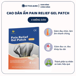 Cao dán ấm giảm đau mỏi vai gáy xương khớp Pain Relief Gel Patch Warm (Hộp 4 miếng dán lớn)