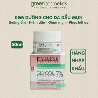 Kem dưỡng da Eveline Glycol Therapy 7% kiềm dầu, ngừa mụn, làm sáng da 50ML