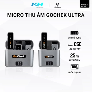 Bộ micro thu âm không dây GoChek. Kèm hộp sạc. Khử tiếng ồn phù hợp livestream/ quay video/ ghi âm | cho điện thoại