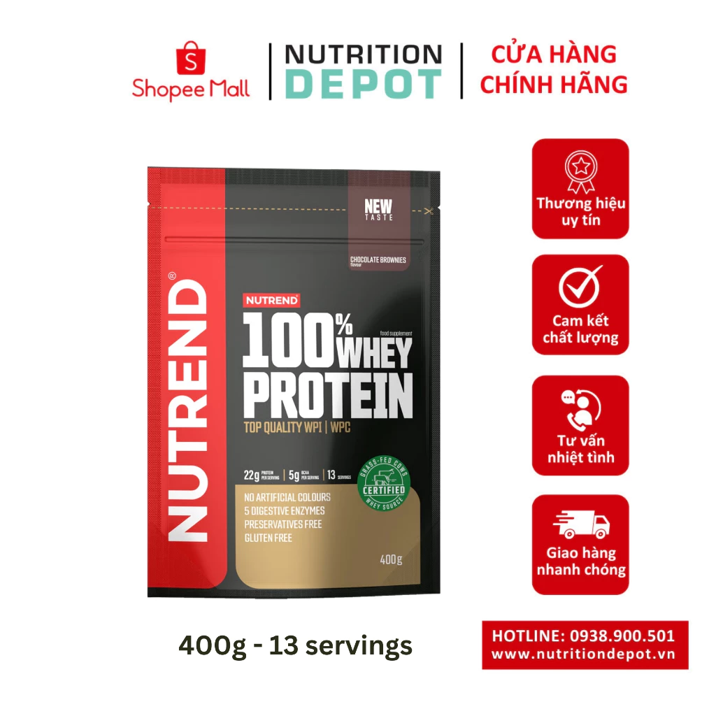 Sữa tăng cơ Nutrend 100% Whey Protein (Whey Protein Blend) - Túi 400g - Nutrition Depot Vietnam