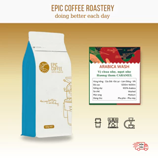 Cà phê Arabica Wash Cầu Đất nguyên chất 100% hậu vị chua nhẹ, ngọt nhẹ, hương thơm Caramel Pha Máy,Phin, Cold Brew, V6