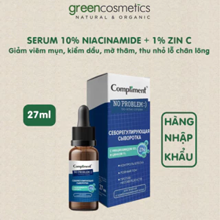 Serum Compliment No Problem 10% Niacinamide và 1% Zin C giúp giảm viêm, sưng do mụn, kiềm dầu, đều màu da 27ml