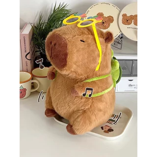 Gấu Bông Capybara Mang Balo Rùa Xanh Siêu Đáng Yêu