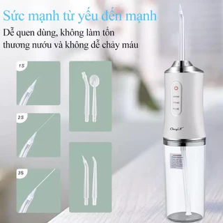 Máy Tăm Nước Cầm Tay Oral irrigator - Tăm Nước Vệ Sinh Răng Miệng Cao Cấp 4 Đầu Thay Thế