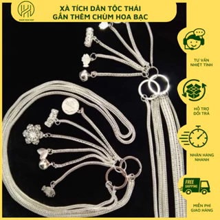 Xà tích dân tộc Thái, bộ xà tích gắn thêm chùm hoa bạc, phụ kiện trang sức cho phụ nữ