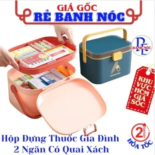 Hộp Đựng Thuốc Gia Đình , Hộp Y Tế Mini Có Quai Xách - Hộp Lưu Trữ Y Tế Khẩn Cấp 2 Ngăn Tiện Lợi Cho Gia Đình