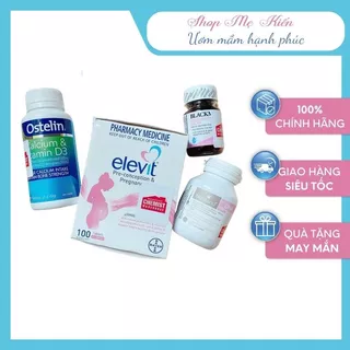 [Có Tem Chemist] COMBO BẦU ÚC - BỘ TỨ Vitamin Úc - ELEVIT bầu, CANXI bầu Ostelin, DHA bầu Bioisland, SẮT bầu Blackmores