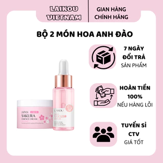 Bộ chăm sóc da LAIKOU Sakura Serum làm sáng da mặt Kem làm mờ nếp nhăn 2pcs