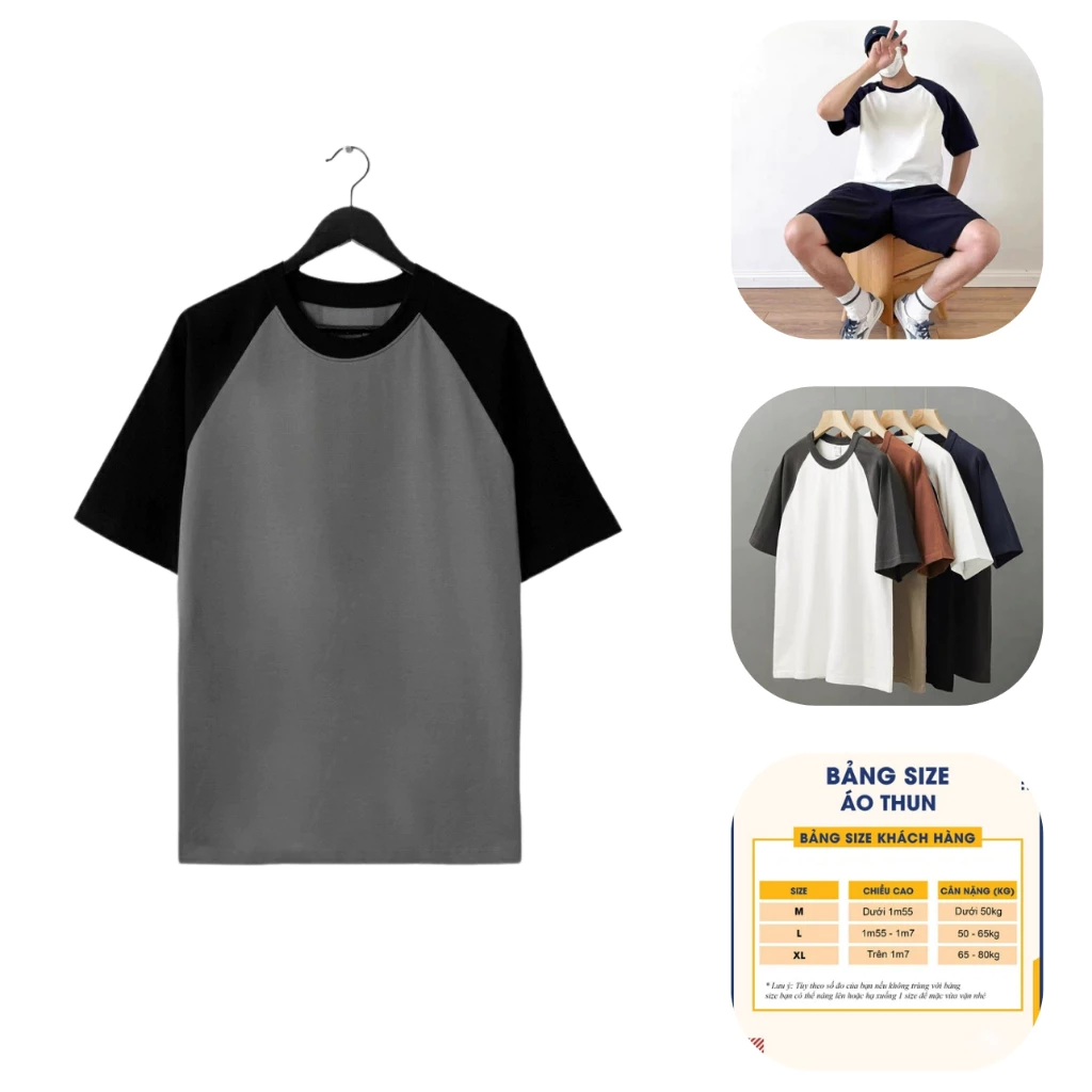 Áo thun Raglan Lemon Store phối màu phong các Hàn Quốc phối đồ cực đẹp